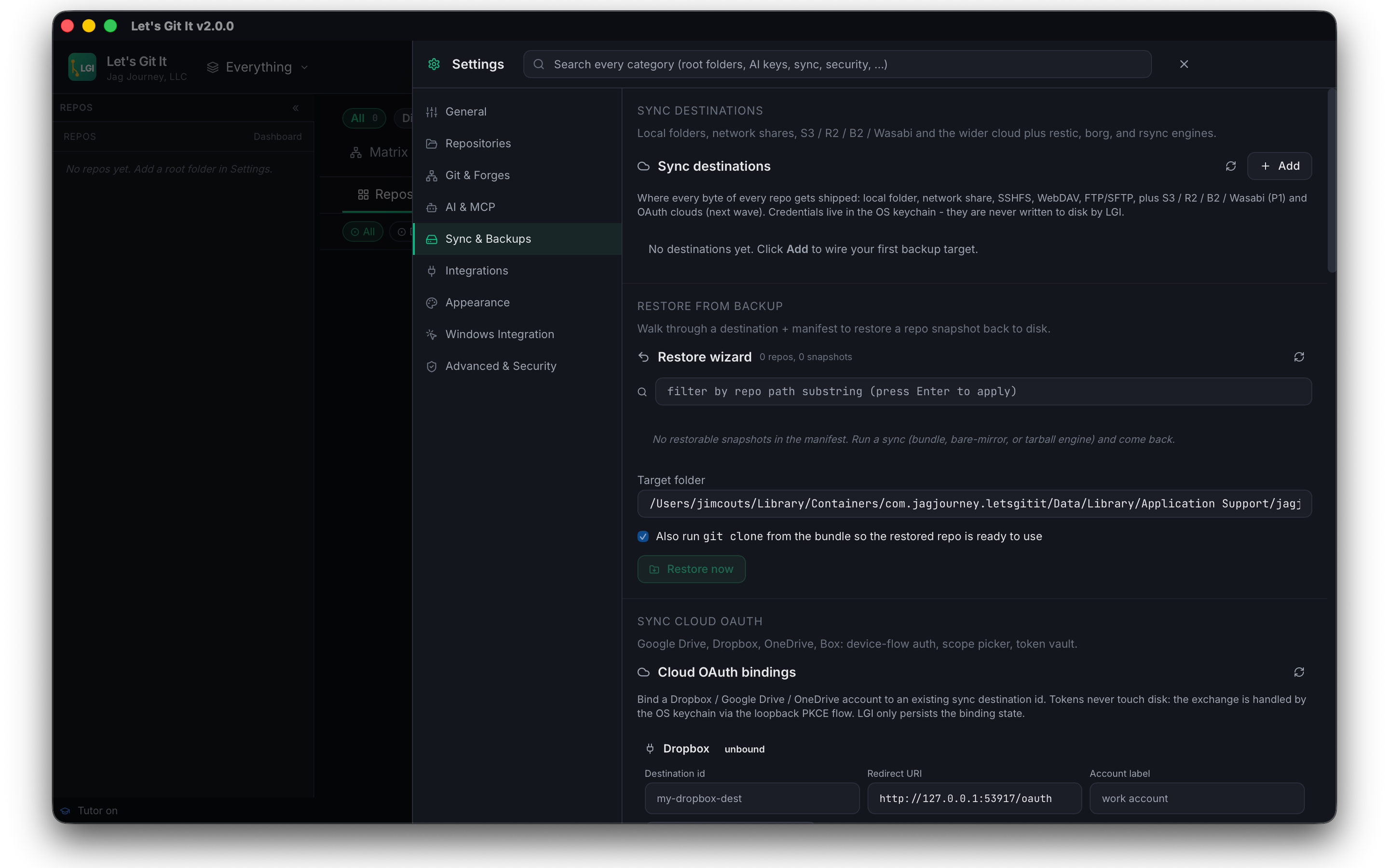 Let's Git It sync and backup settings